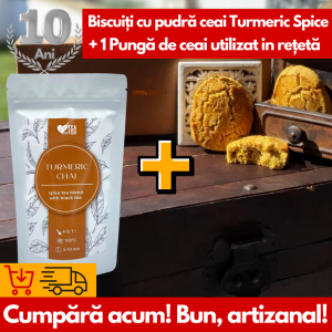 Combo Biscuiți Ceai Turmeric - 240g (Cutie de 6 Biscuiți) + 80 g Ceai Turmeric