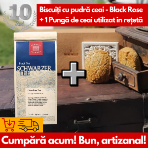 Combo Biscuiți Ceai Black Rose (pudră)- 240g (Cutie de 6 Biscuiți) + 100 g Ceai Negru Trandafir