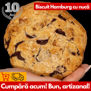 Biscuit Hamburg Uriaș cu Ciocolată și Nucă - 180g de Indulgență Rafinată