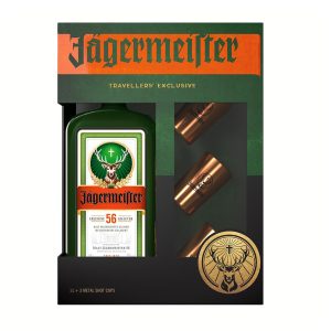 Jagermeister + 3 metal shot cups  1000 ml